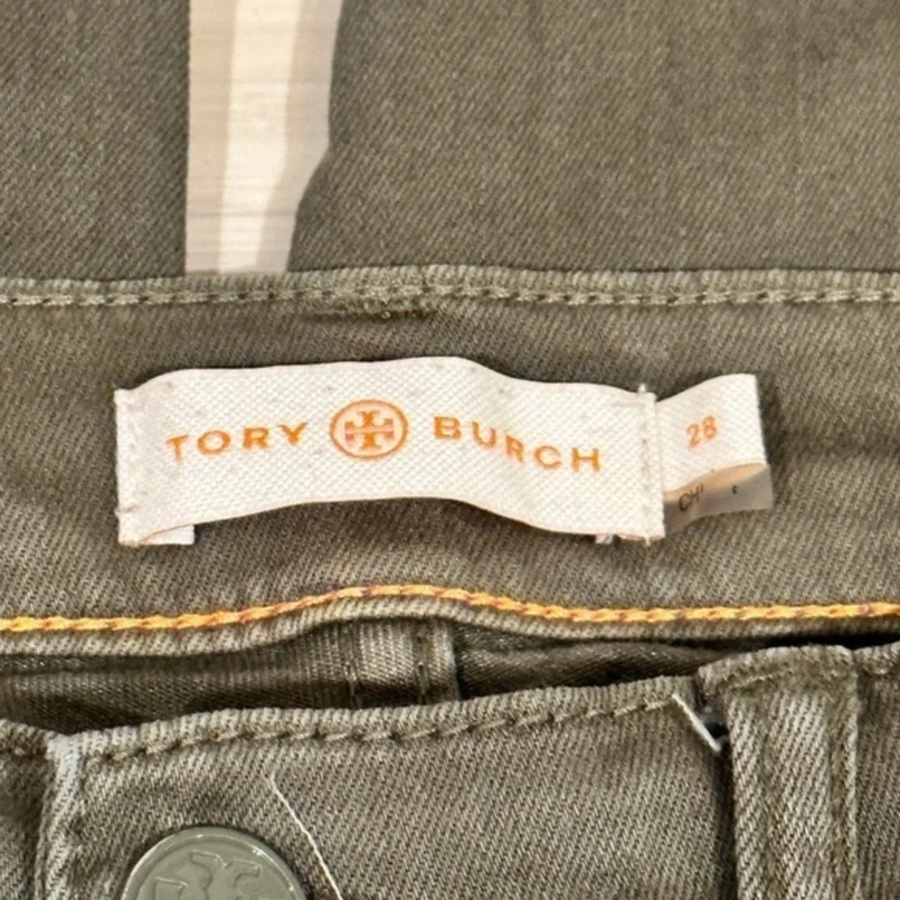 Tory Burch Green Mid-Rise Skinny‎ Leg Jeans